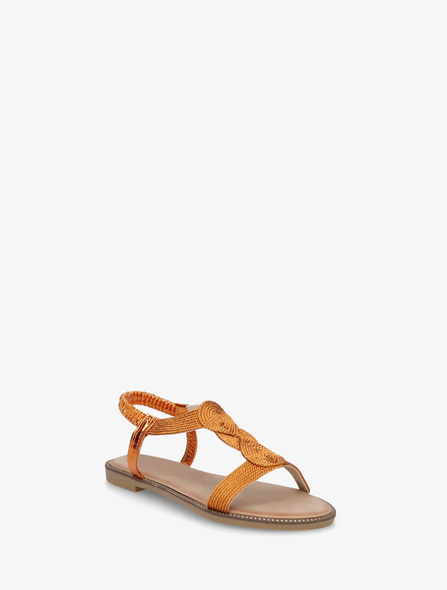 Nu-pieds tressés à cheville élastiquée - Orange - Image 2