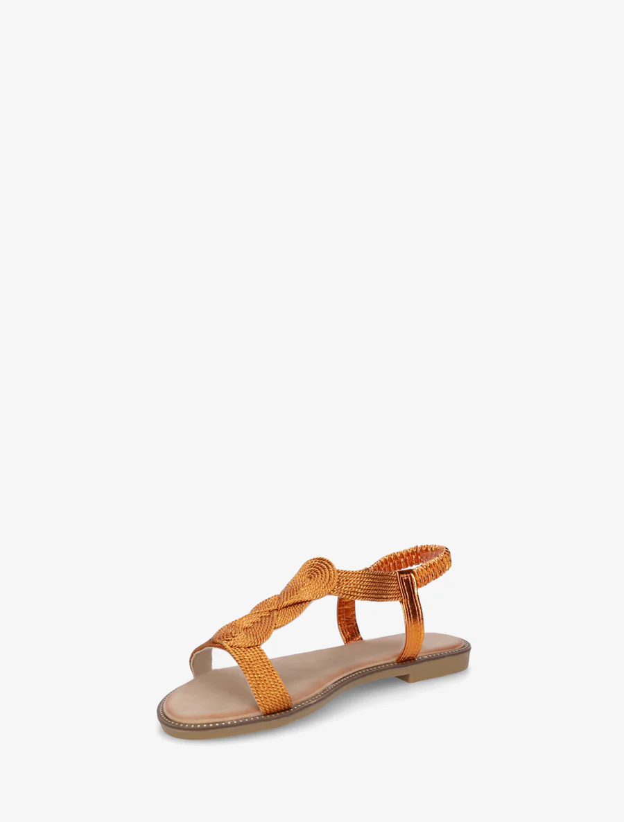 Nu-pieds tressés à cheville élastiquée - Orange - Image 3
