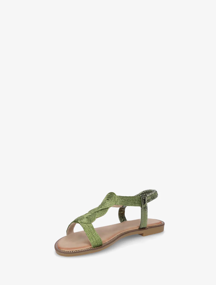 Nu-pieds tressés à cheville élastiquée - Vert olive - Image 3