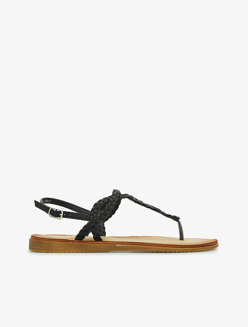 Nu-pieds tressés entremêlés - noir