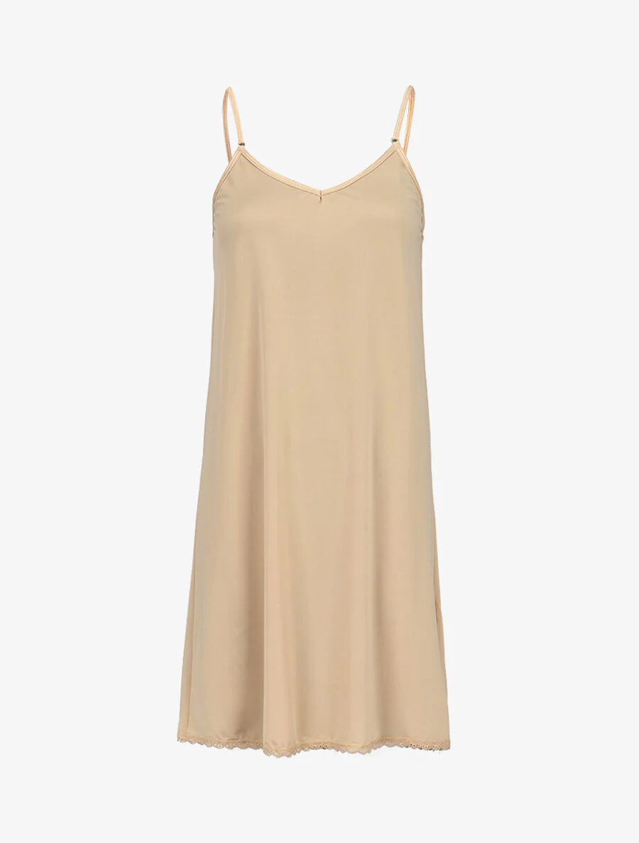 Nuisette basique à bord dentelle - Beige