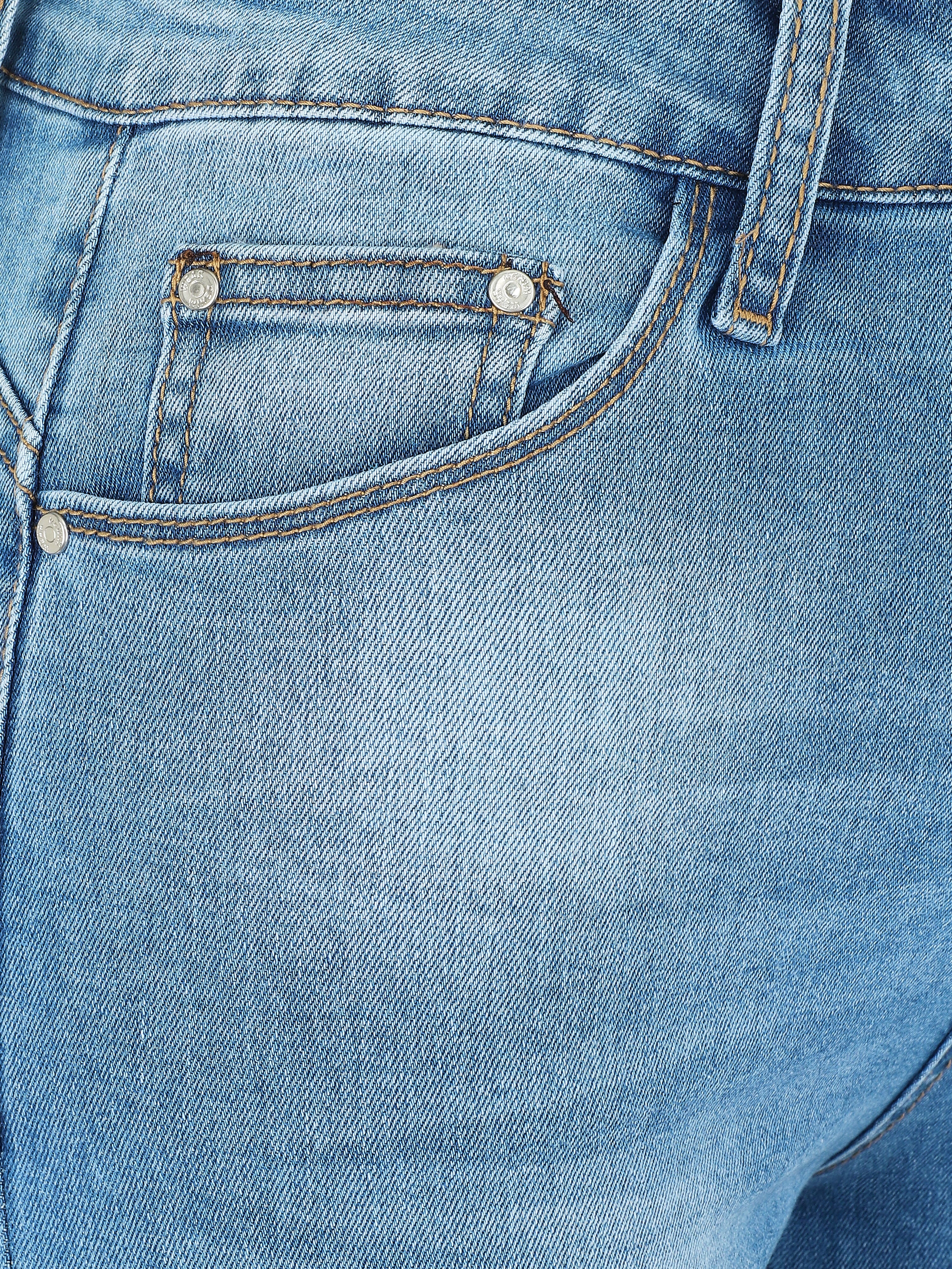 Pantacourt délavé taille haute - Bleu clair - Image 3