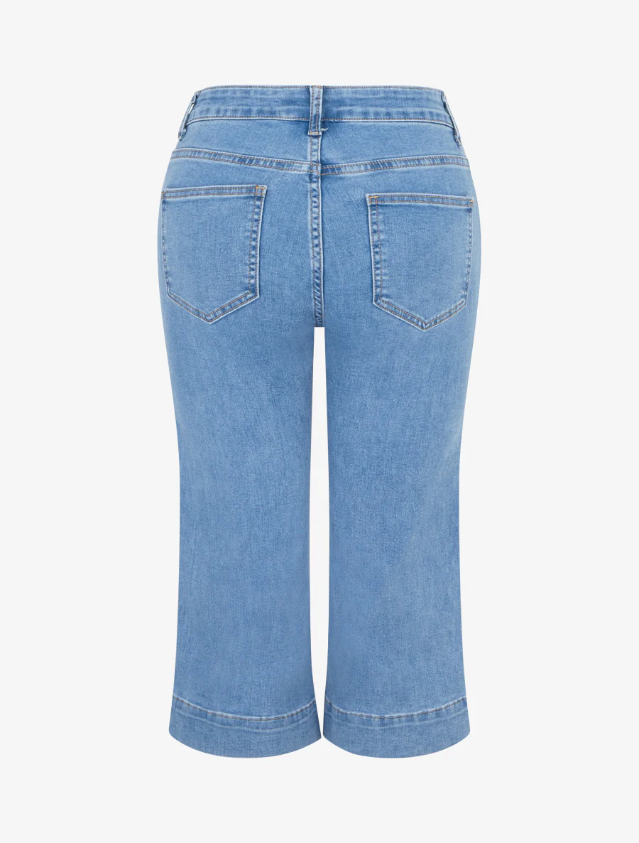 Pantacourt en jean taille haute - Bleu - Image 2