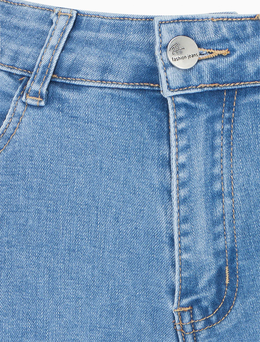 Pantacourt en jean taille haute - Bleu - Image 3