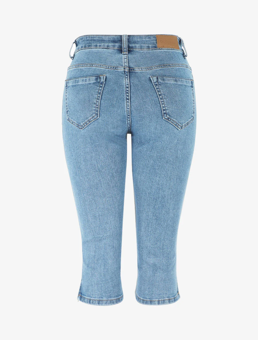 Pantacourt slim taille standard bords à zip - Bleu - Image 2