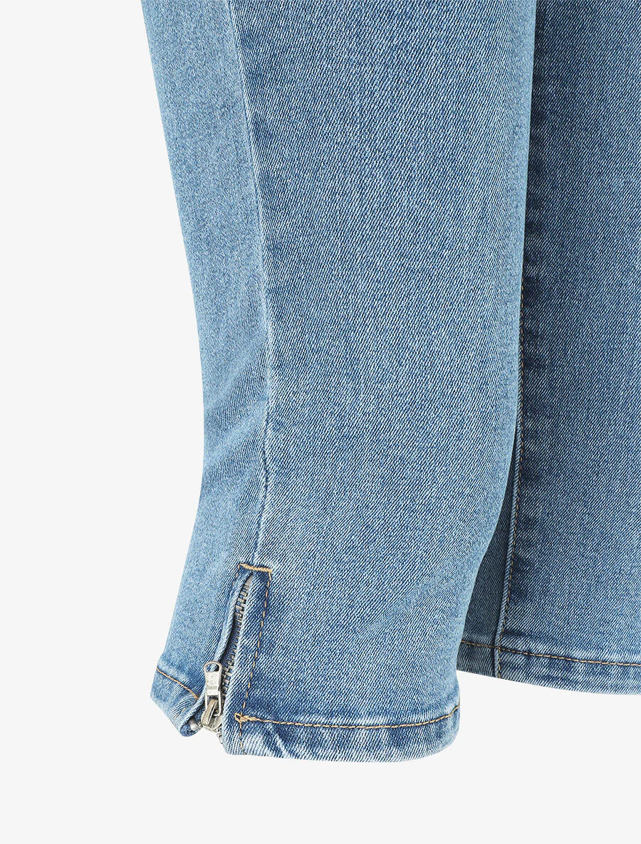 Pantacourt slim taille standard bords à zip - Bleu - Image 3