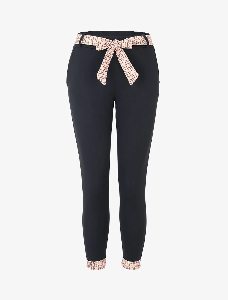 Pantalon 7/8 à bords imprimés - noir
