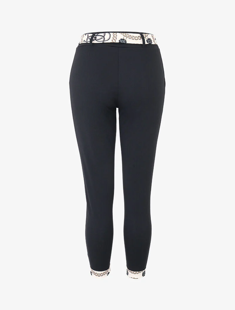 Pantalon 7/8 à bords imprimés - Noir - Image 2