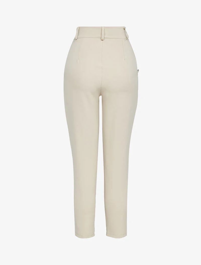 Pantalon 7/8 à boutons décoratifs - beige - Image 2