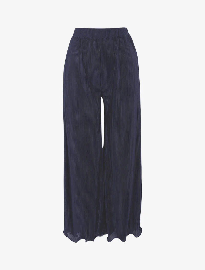 Pantalon 7/8 à effet gaufré - marine