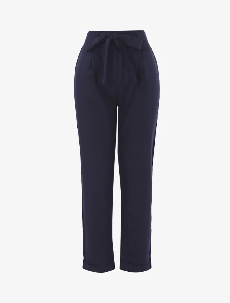 Pantalon 7/8 à effet satiné - marine