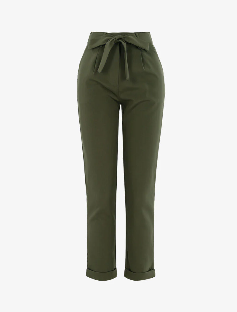 Pantalon 7/8 à effet satiné - kaki