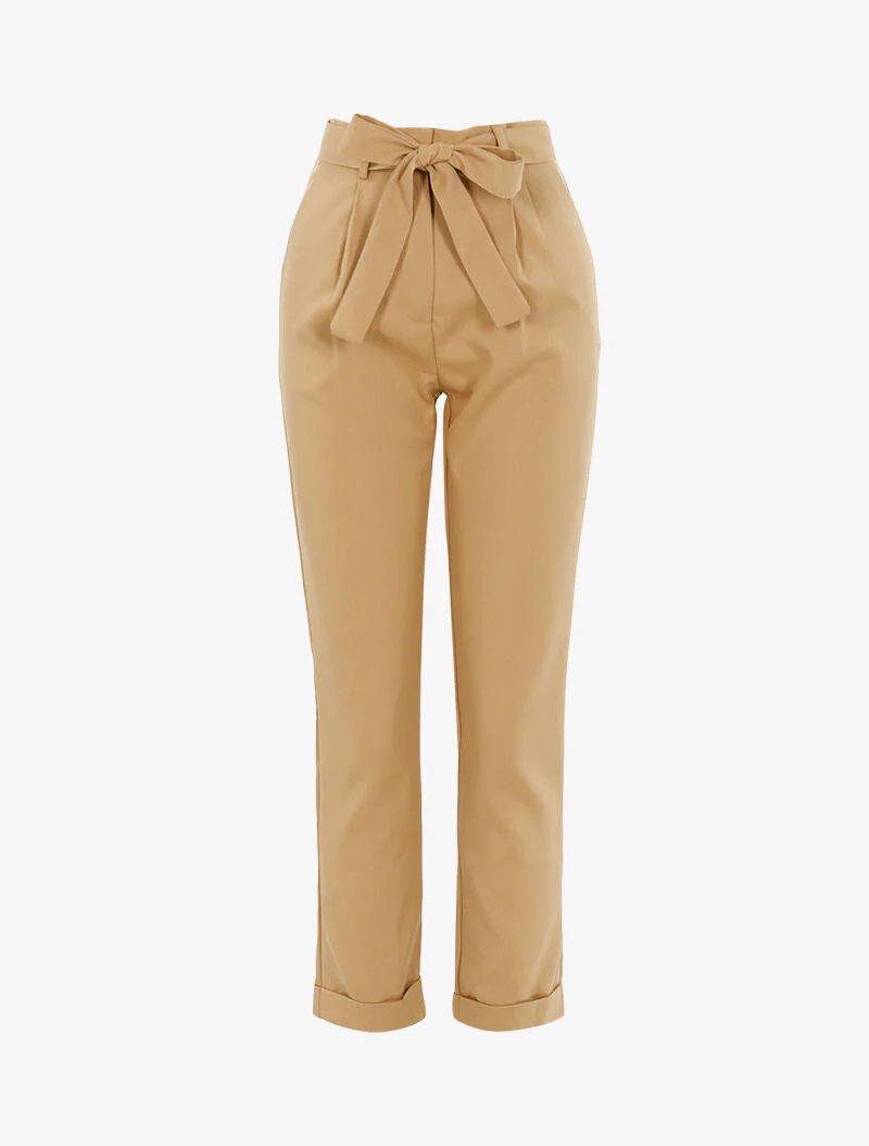 Pantalon 7/8 à effet satiné - camel clair