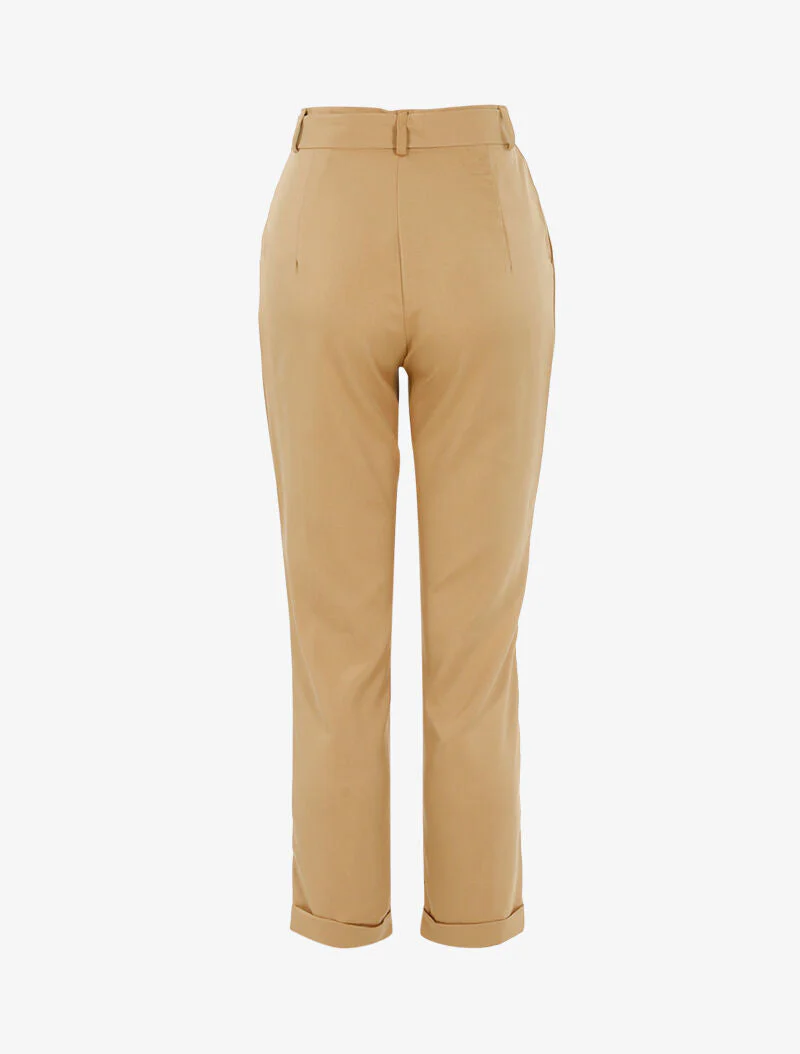 Pantalon 7/8 à effet satiné - camel clair - Image 2