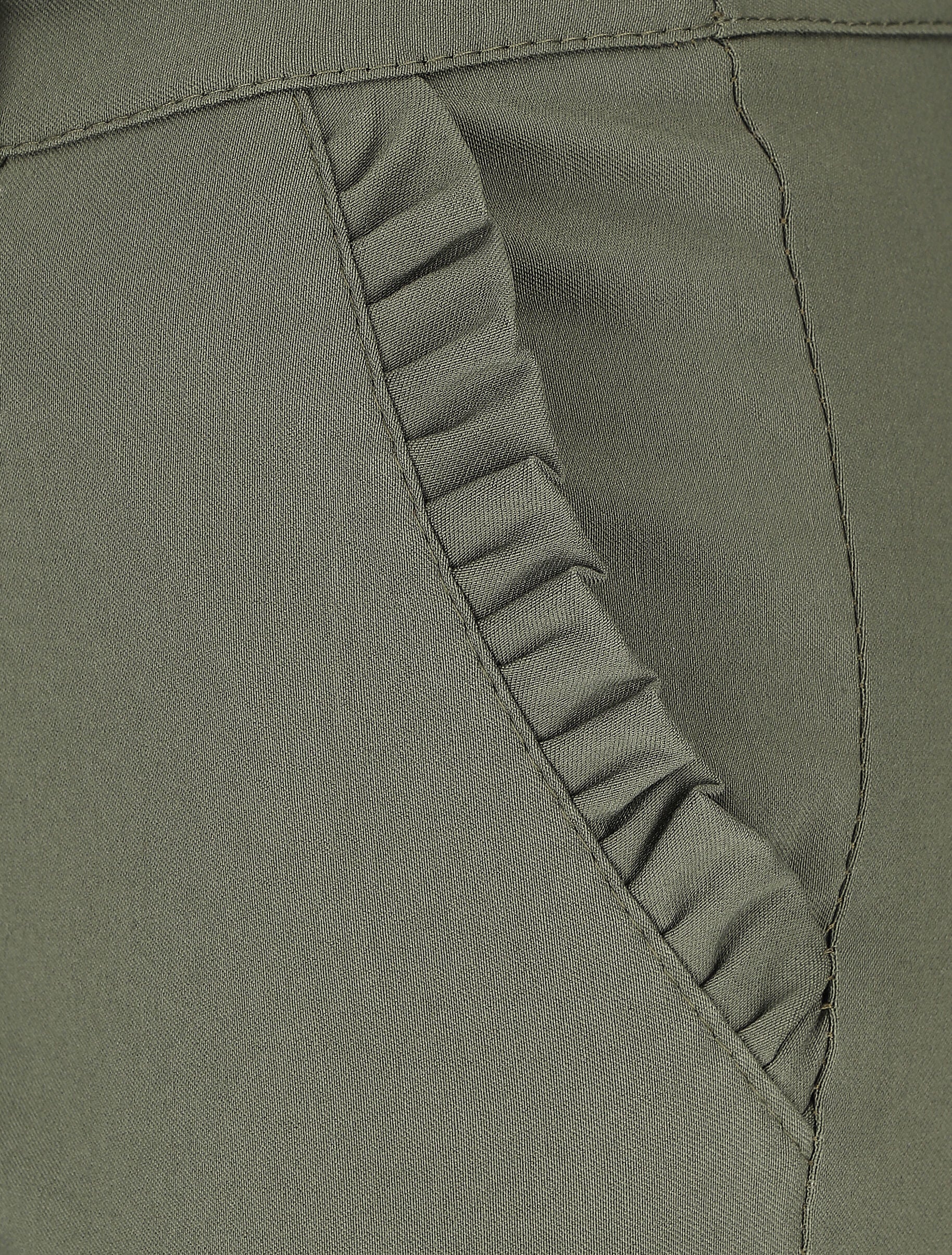 Pantalon 7/8 à revers et poches volantées - Kaki - Image 3