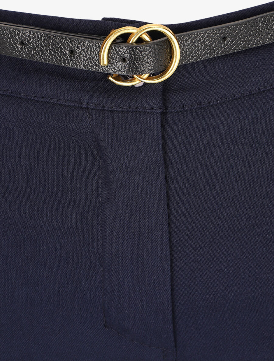 Pantalon 7/8 à revers et poches volantées - Marine - Image 3