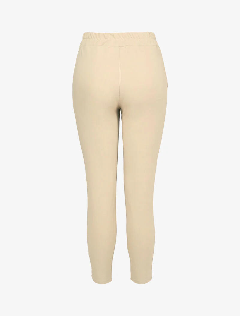 Pantalon 7/8 à taille élastiquée - Beige - Image 2