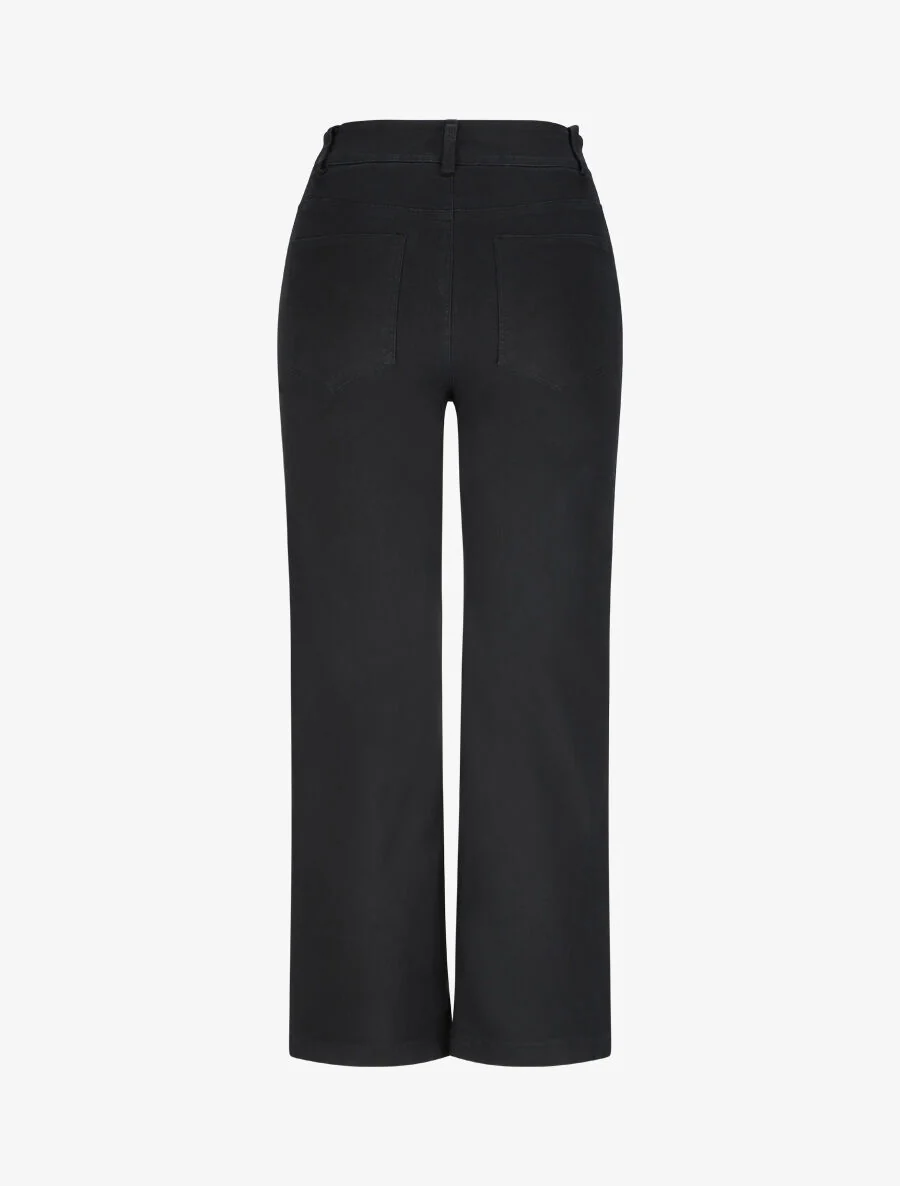 Pantalon 7/8 ample à taille haute - Noir - Image 2