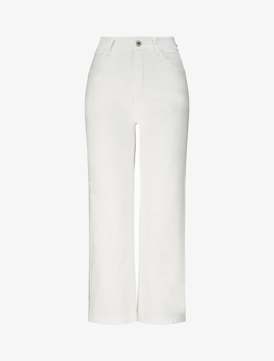 Pantalon 7/8 ample à taille haute - Écru