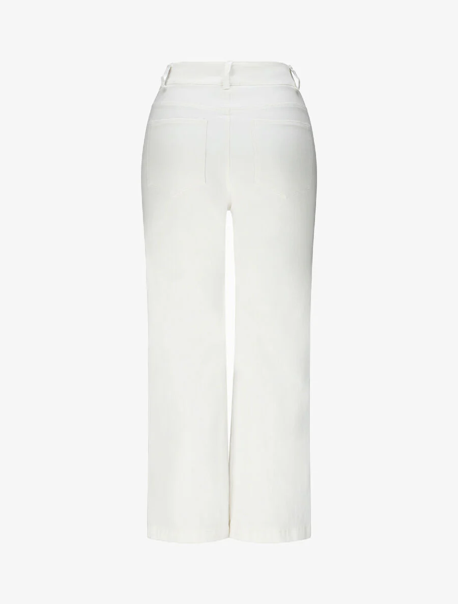 Pantalon 7/8 ample à taille haute - Écru - Image 2