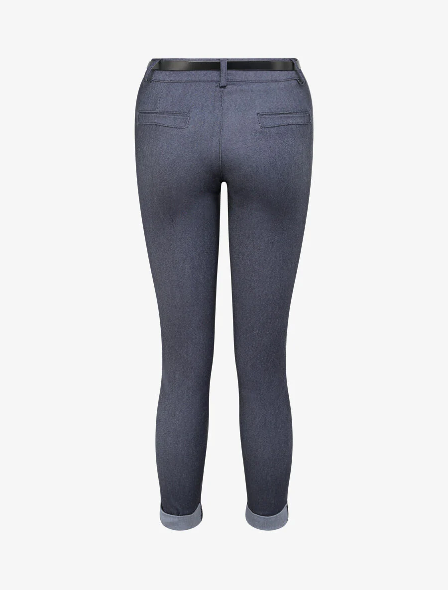 Pantalon 7/8 effet jeans à revers - Bleu jeans - Image 2