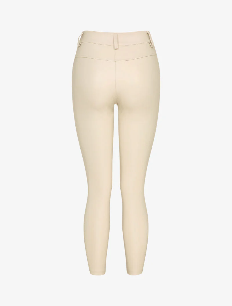 Pantalon 7/8 enduit avec zips aux chevilles - Beige - Image 2