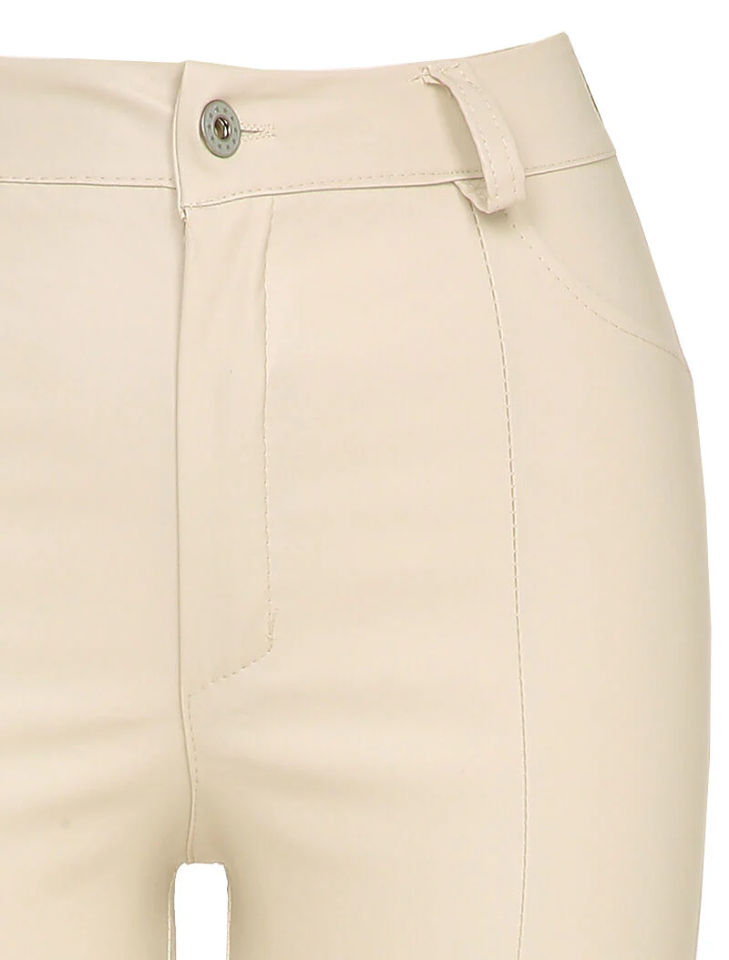 Pantalon 7/8 enduit avec zips aux chevilles - Beige - Image 3