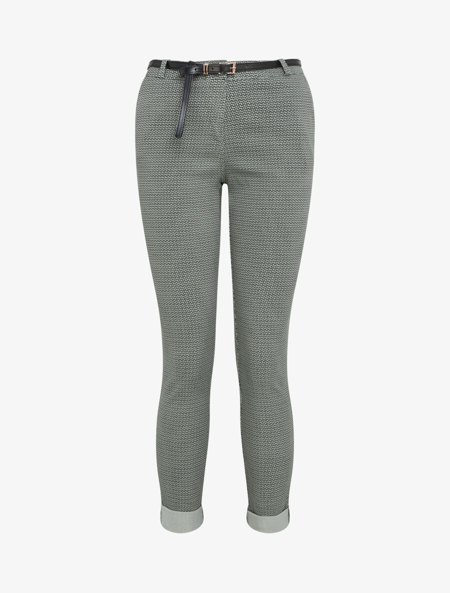 Pantalon 7/8 imprimé grec à revers - Kaki