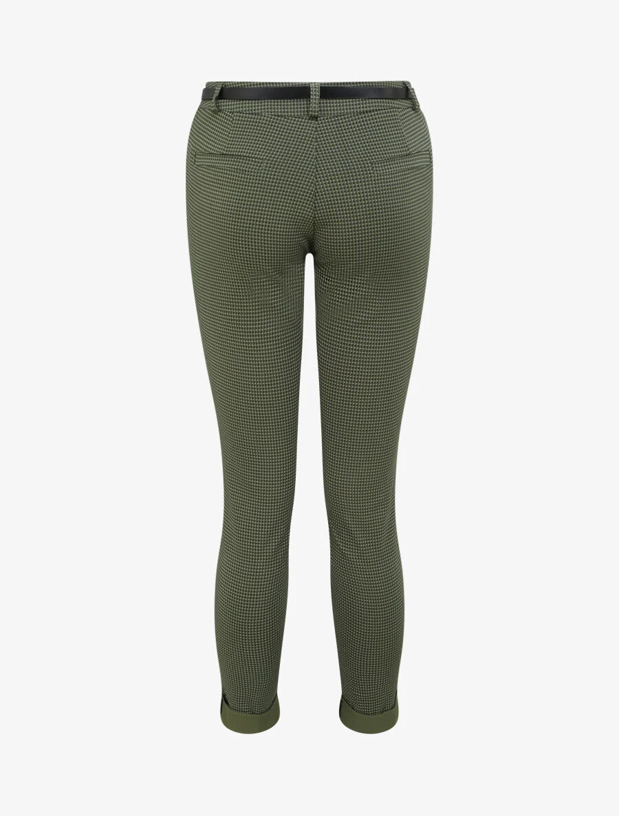 Pantalon 7/8 imprimé trèfle à revers - Kaki - Image 2