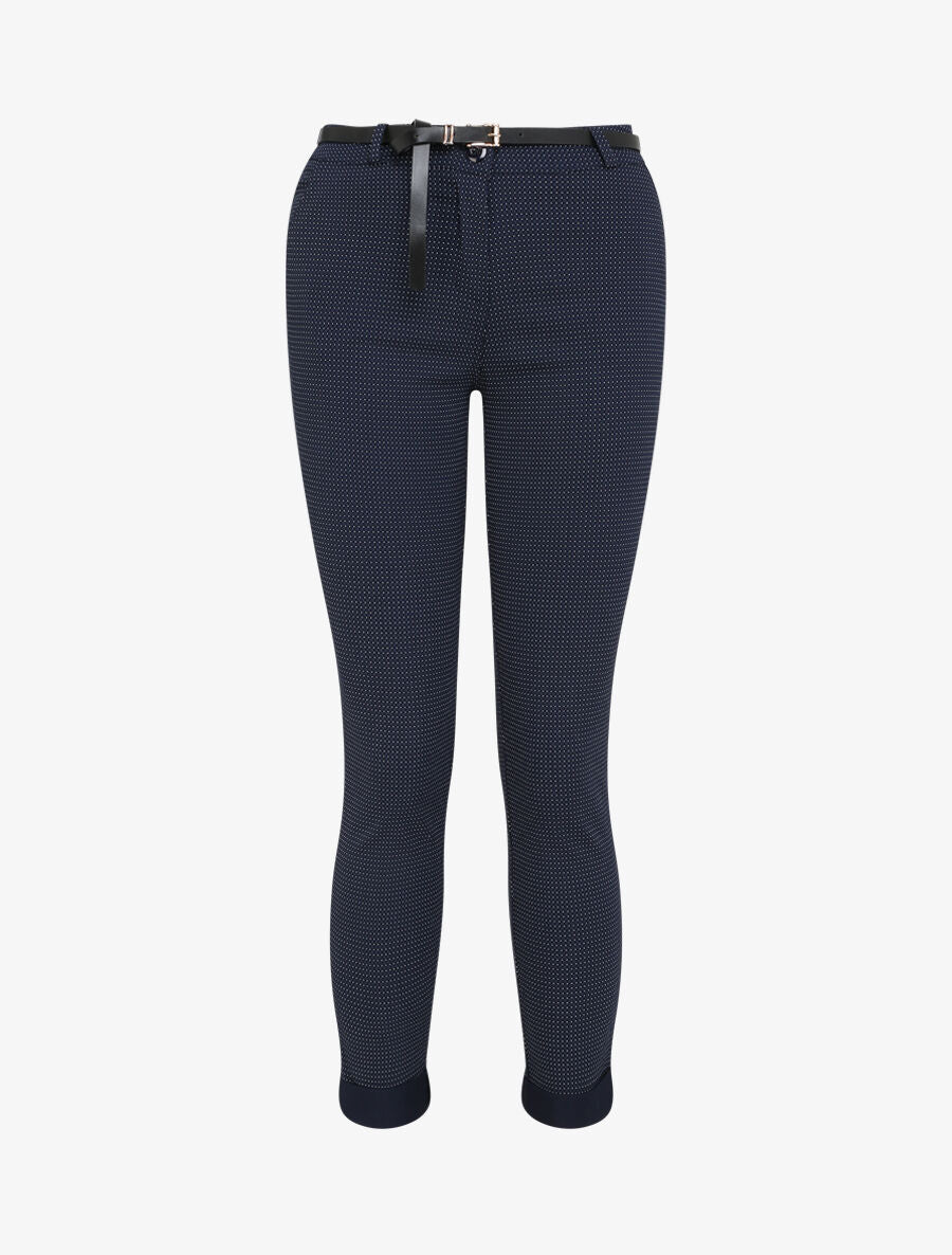 Pantalon 7/8 imprimé trèfle à revers - Marine