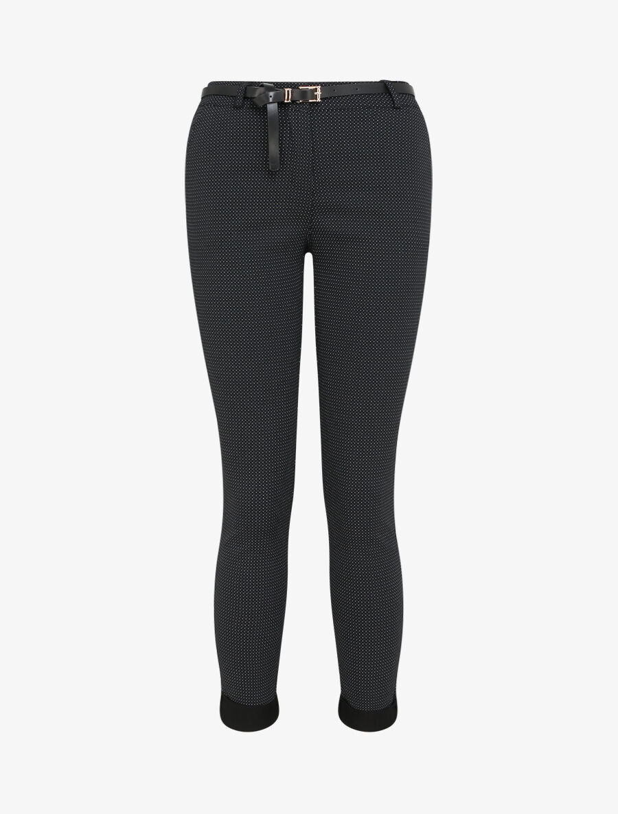 Pantalon 7/8 imprimé trèfle à revers - Noir