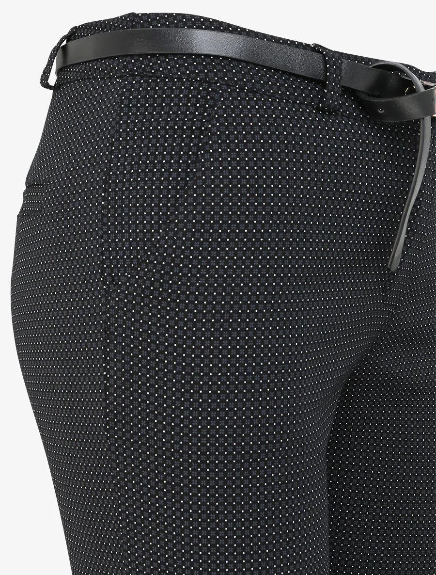 Pantalon 7/8 imprimé trèfle à revers - Noir - Image 3