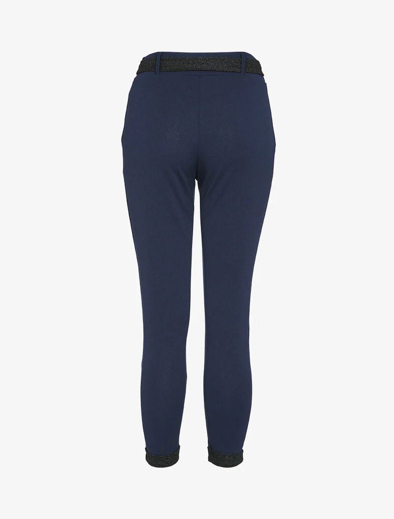 Pantalon 7/8 taille haute coupe carotte - Bleu marine - Image 2