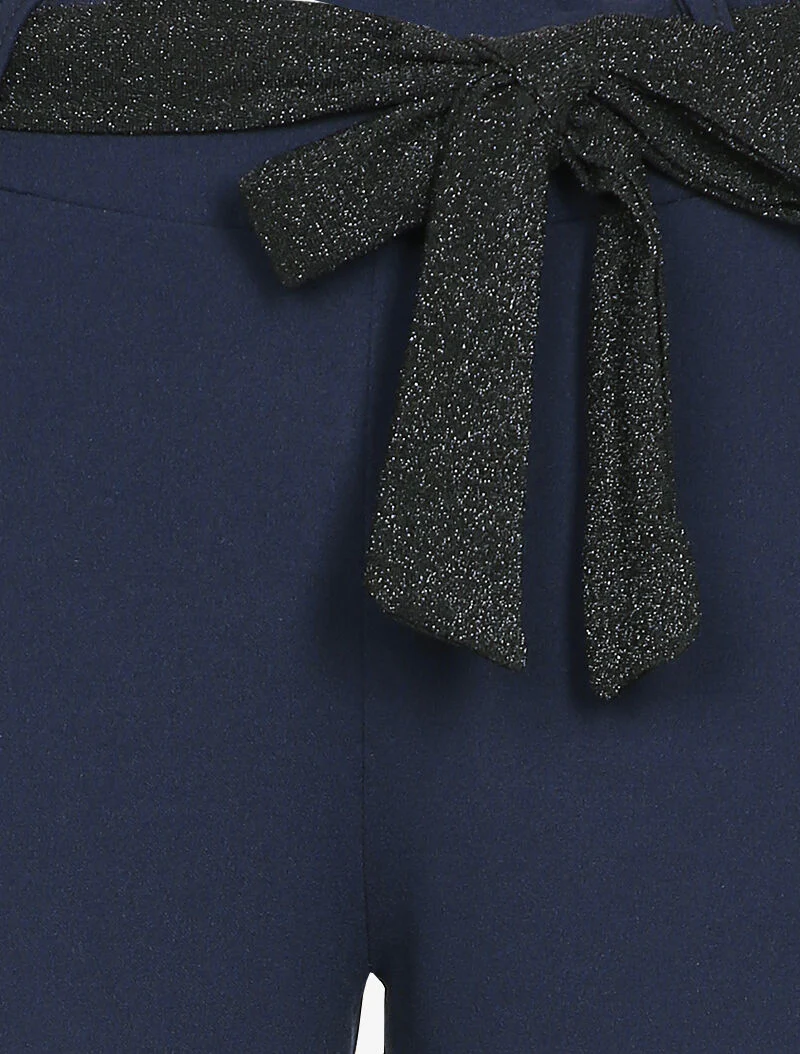 Pantalon 7/8 taille haute coupe carotte - Bleu marine - Image 3