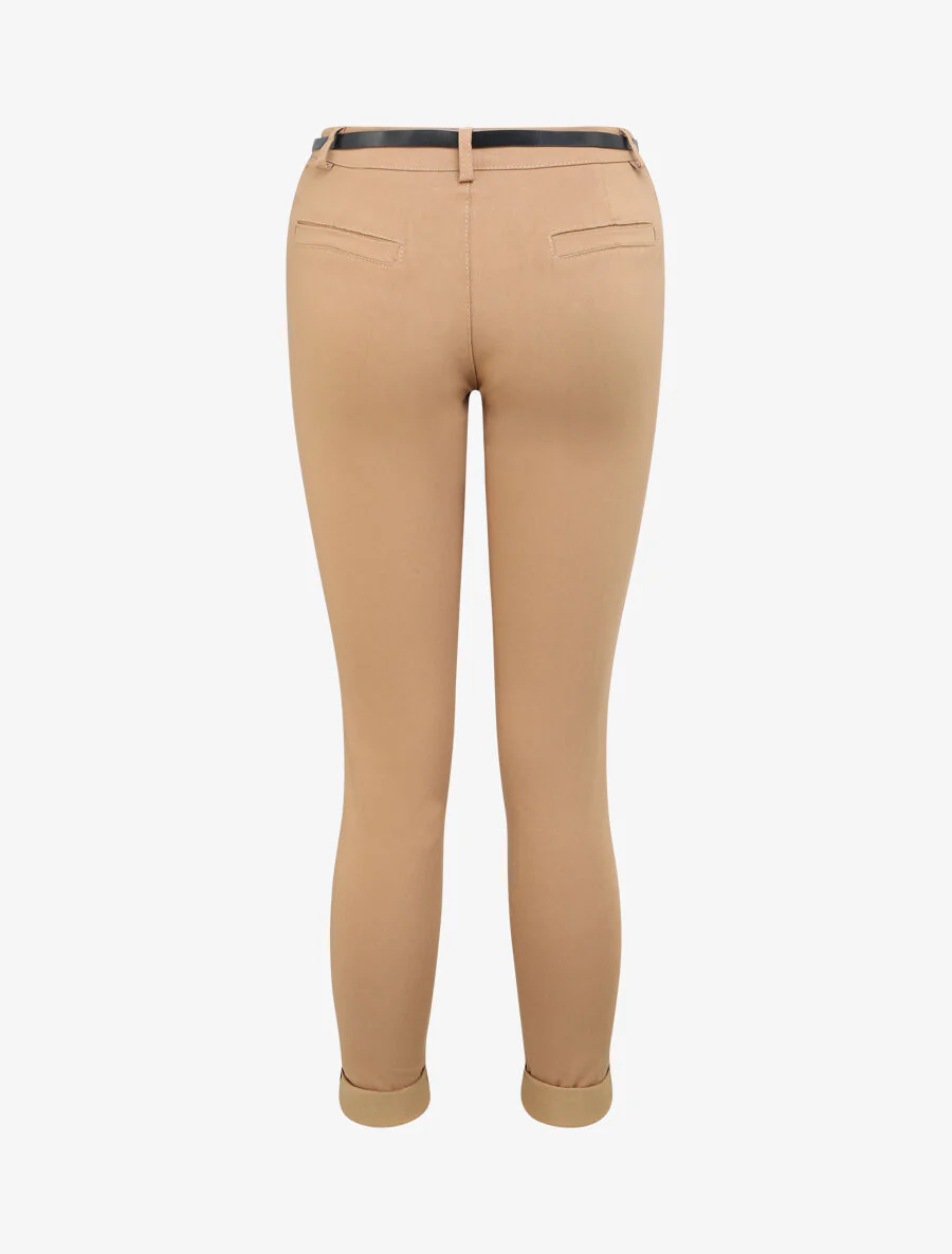 Pantalon 7/8 uni à revers - Camel - Image 2