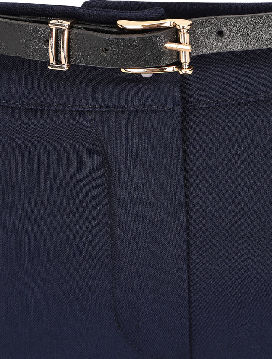 Pantalon 7/8 uni à revers - Marine - Image 3