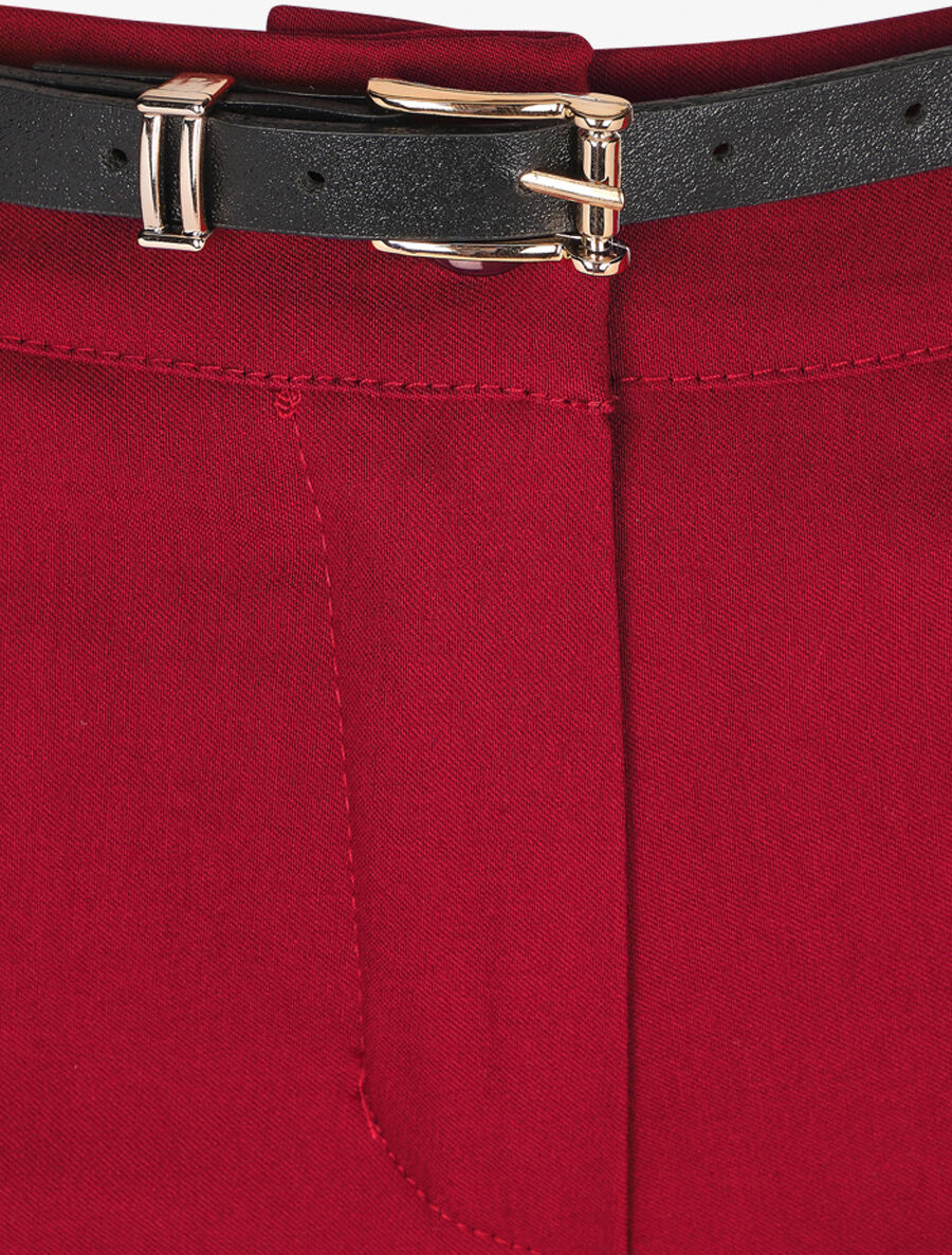 Pantalon 7/8 uni à revers - Bordeaux - Image 3