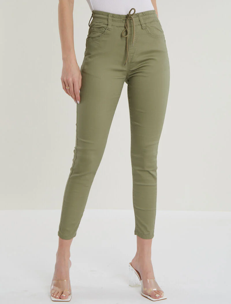 Pantalon à cordons de serrage - kaki