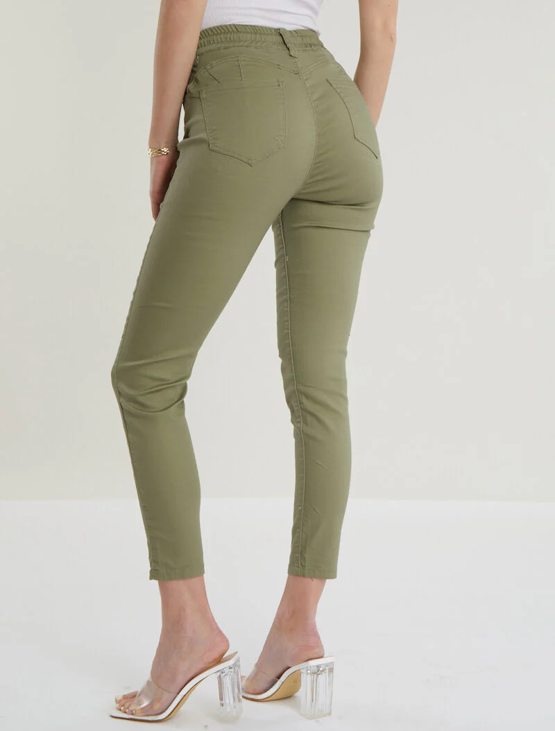 Pantalon à cordons de serrage - kaki - Image 2