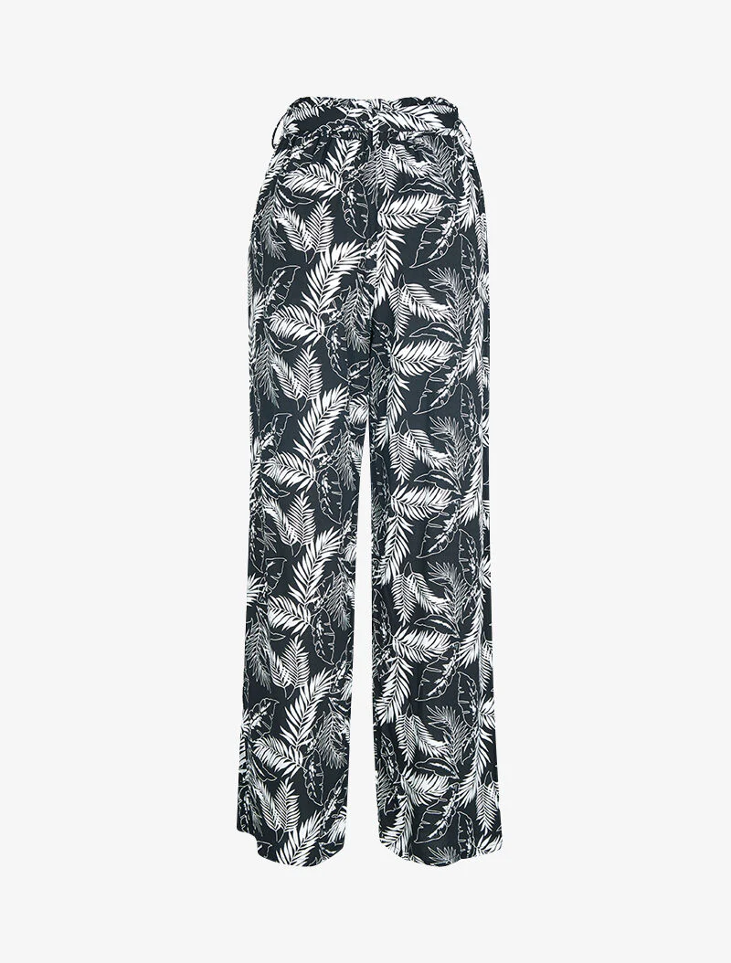 Pantalon à imprimé feuillages - noir - Image 2