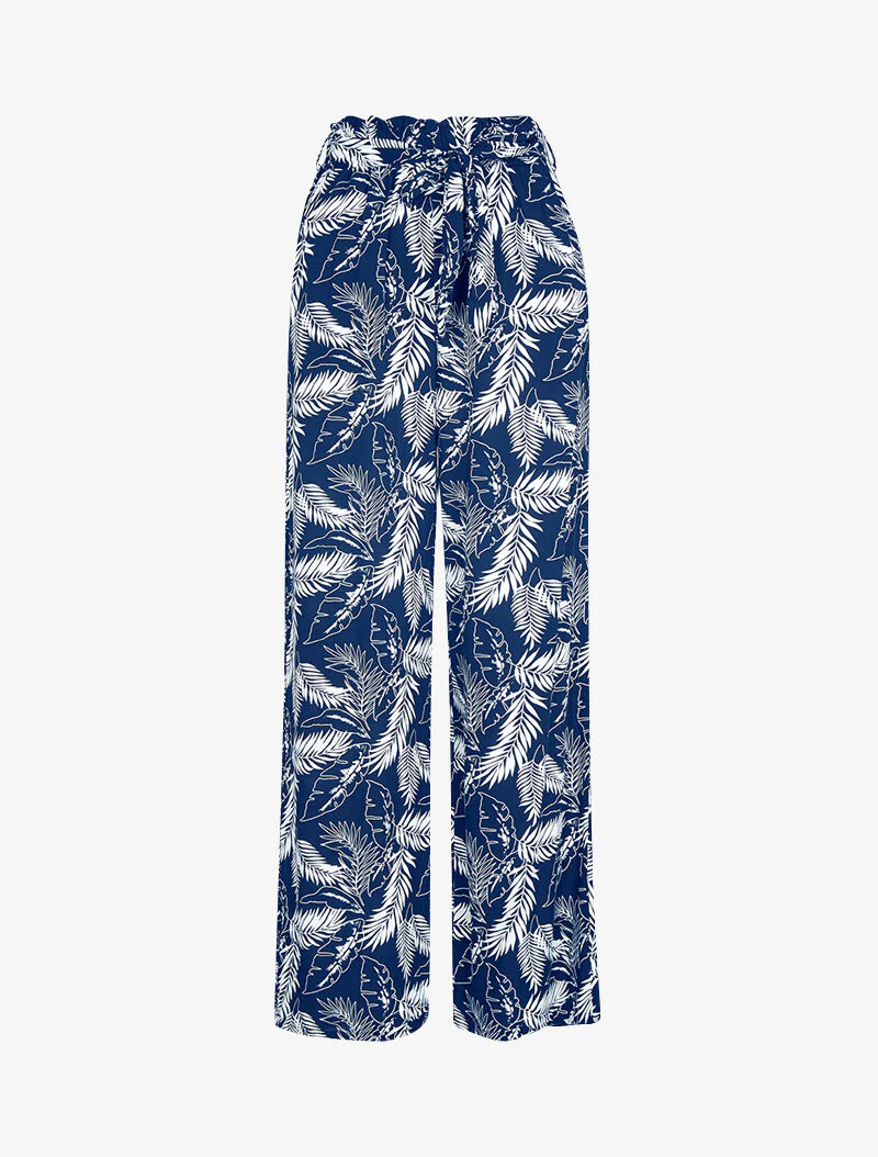 Pantalon à imprimé feuillages - marine