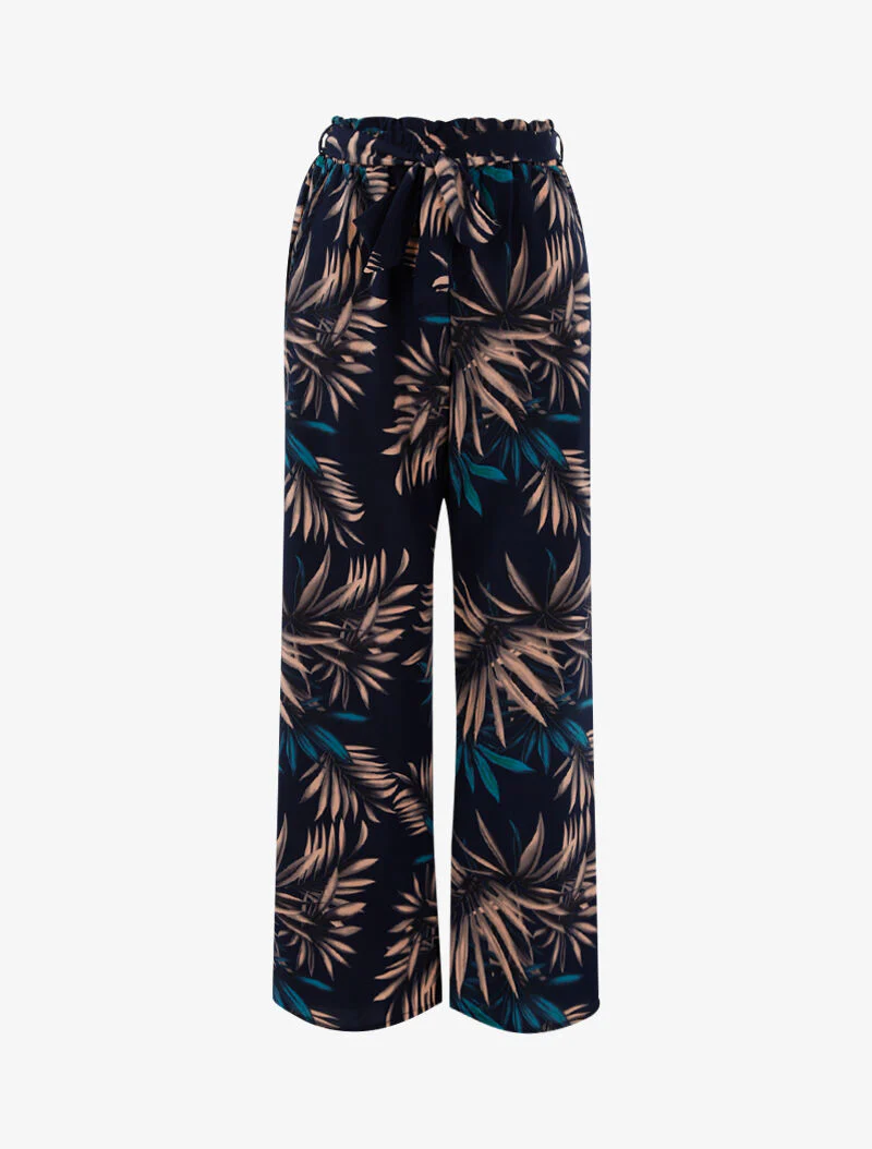 Pantalon à imprimé feuillages - marine/noir
