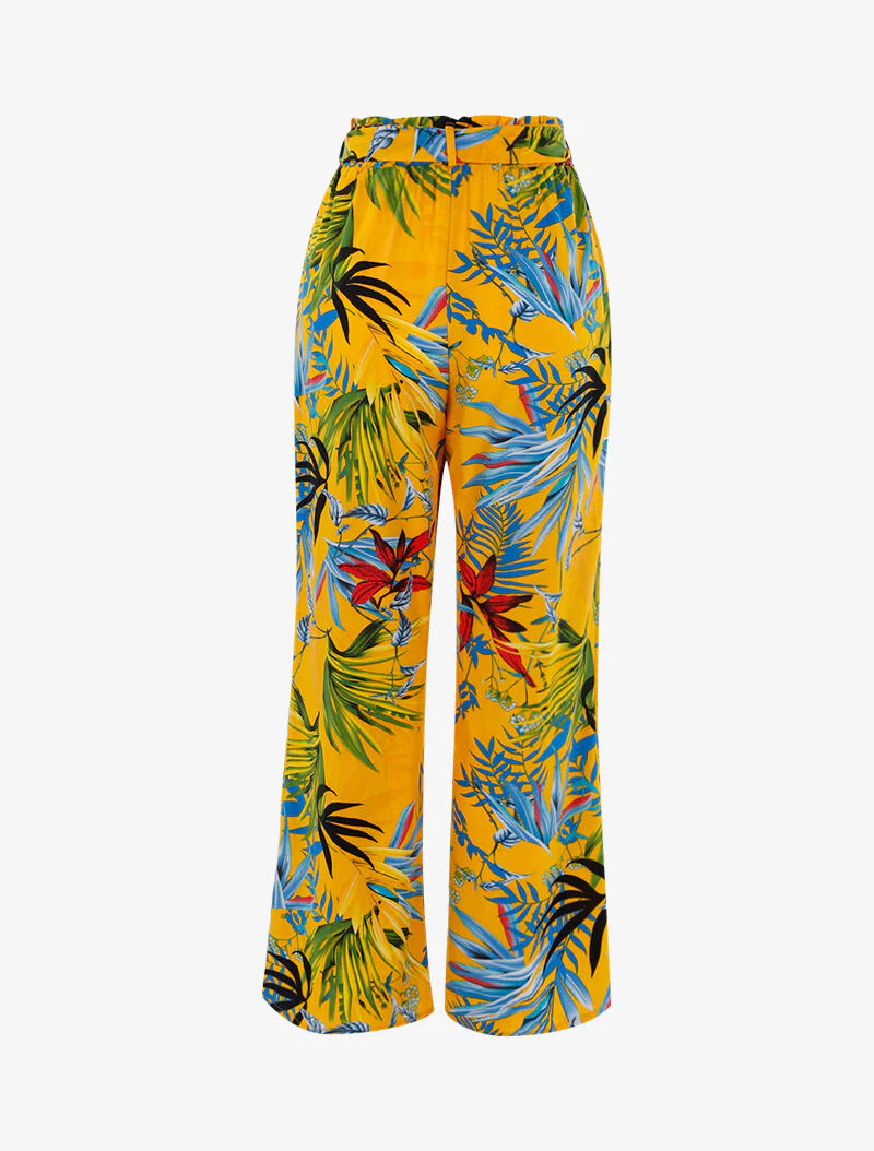 Pantalon à imprimé tropical - jaune - Image 2