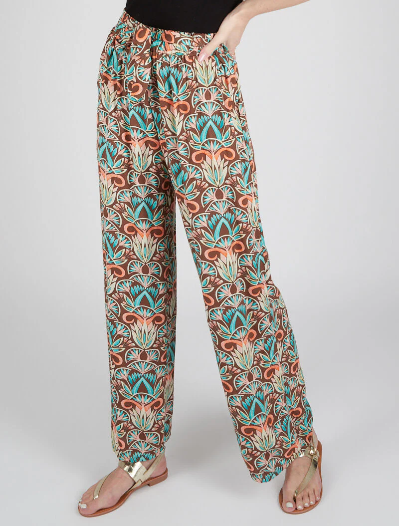 Pantalon à imprimés graphiques - marron