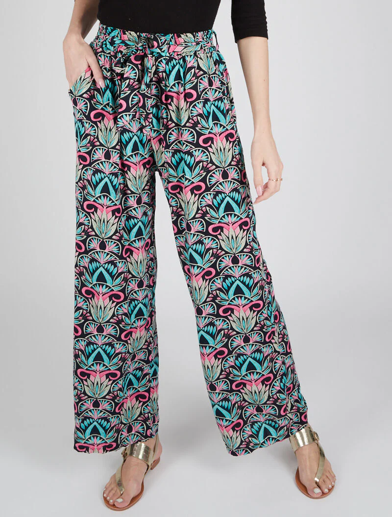 Pantalon à imprimés graphiques - bleu nuit