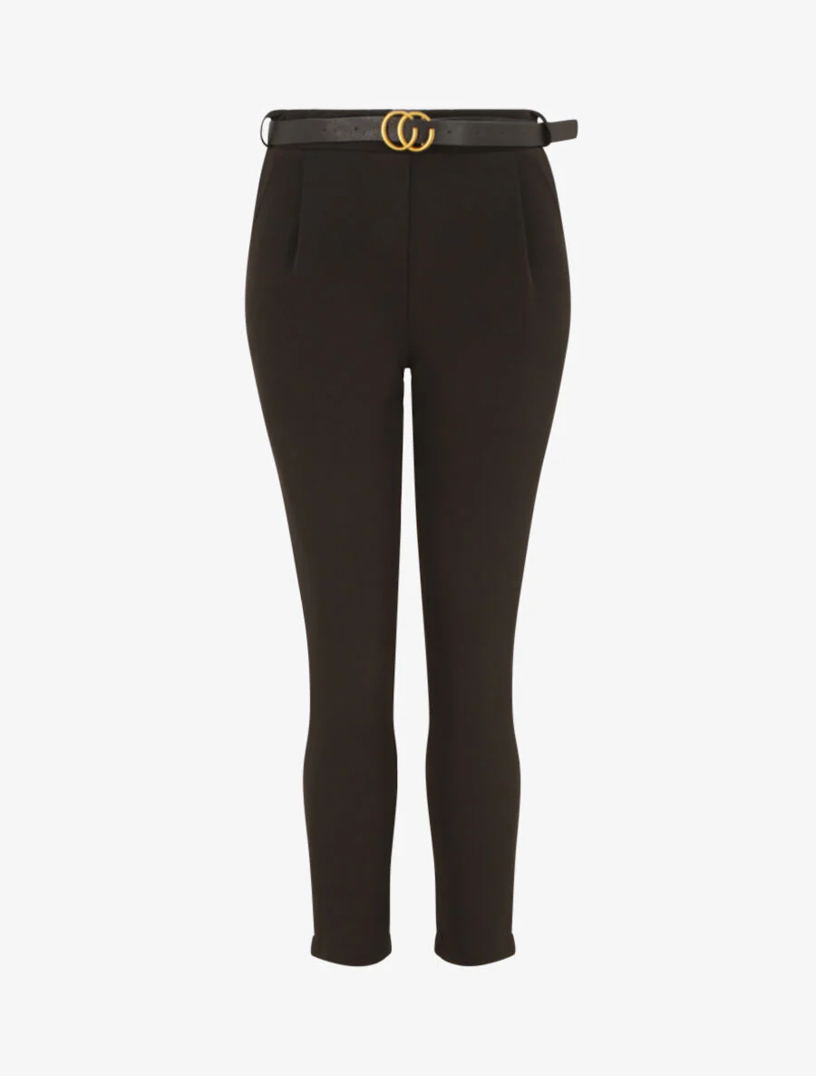 Pantalon à pince avec ceinture - Noir