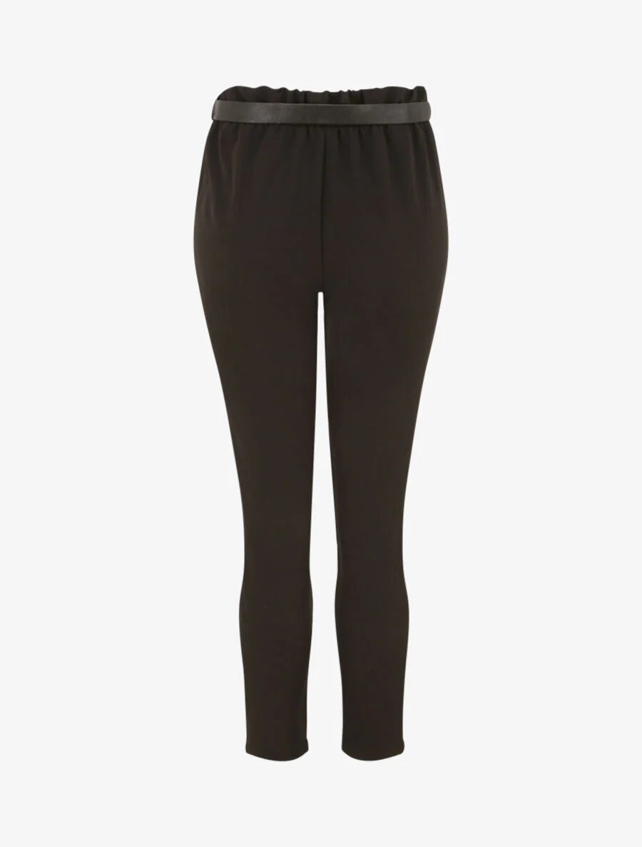 Pantalon à pince avec ceinture - Noir - Image 2