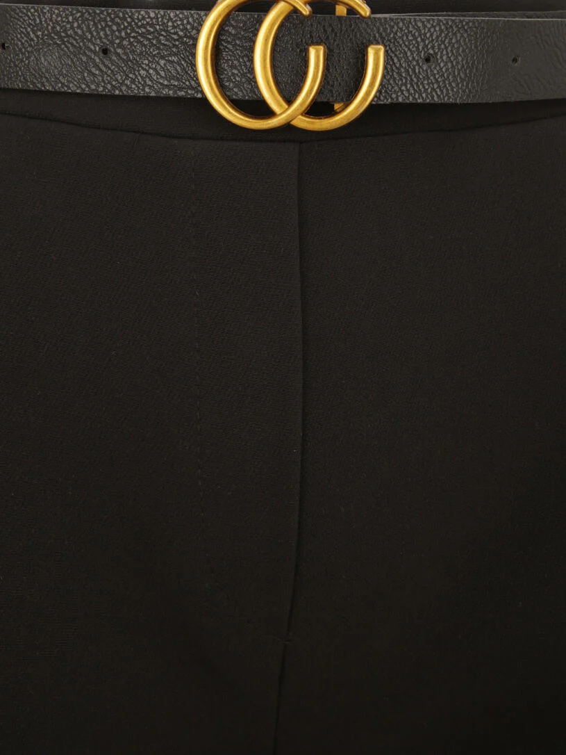 Pantalon à pince avec ceinture - Noir - Image 3