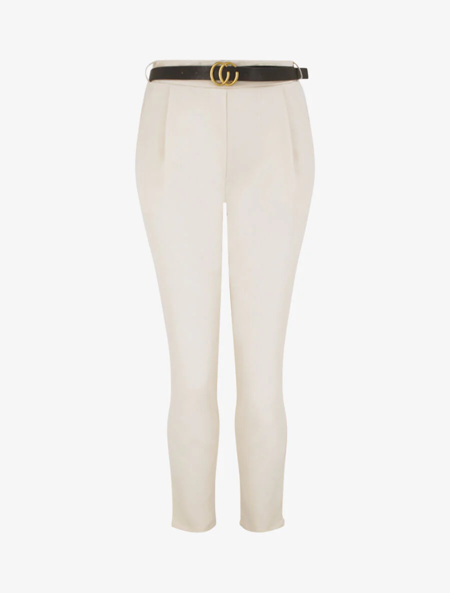 Pantalon à pince avec ceinture - Beige