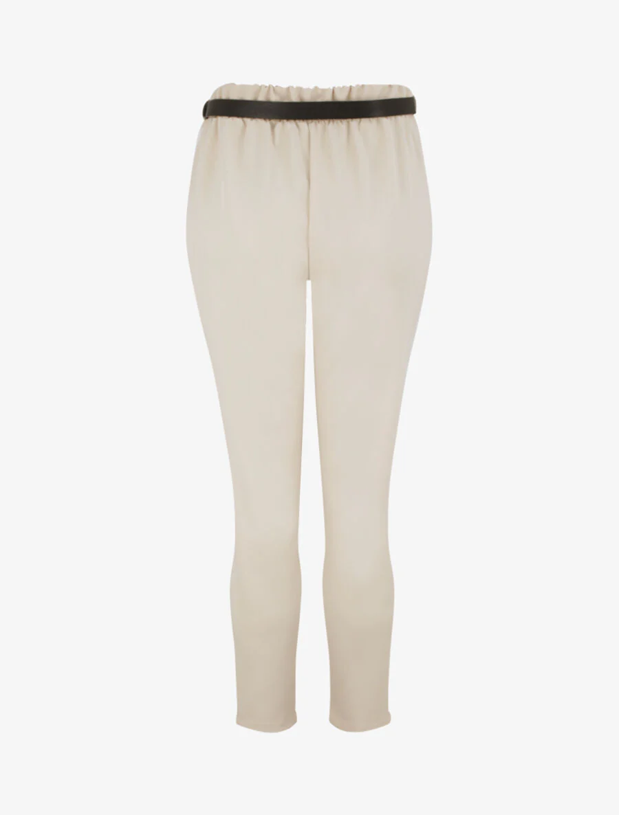 Pantalon à pince avec ceinture - Beige - Image 2
